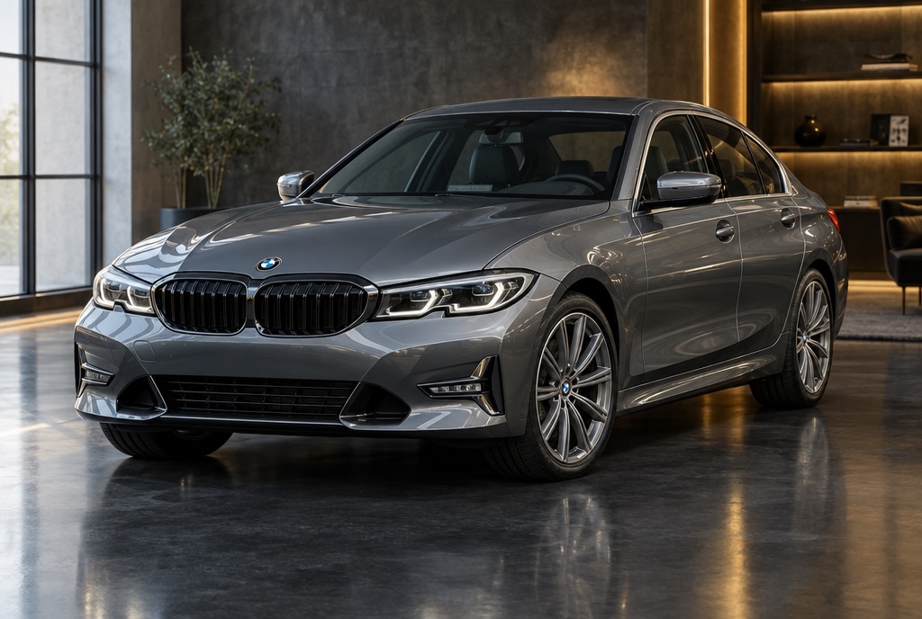 BMW 320d Luxury cinzento, frente