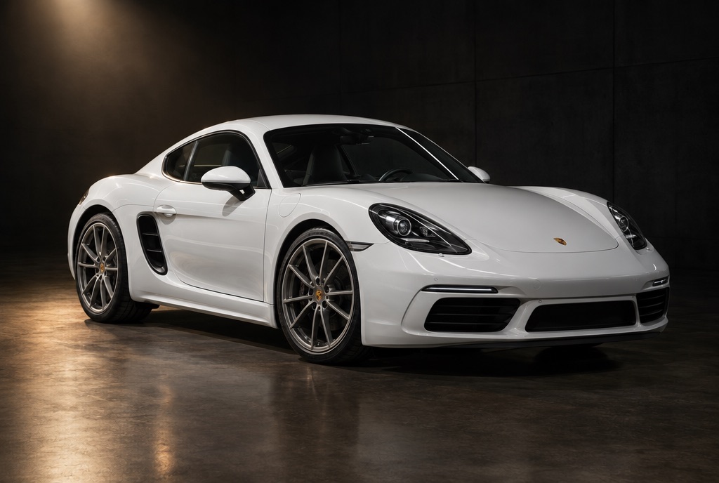 Porsche 718 Cayman branco, frente